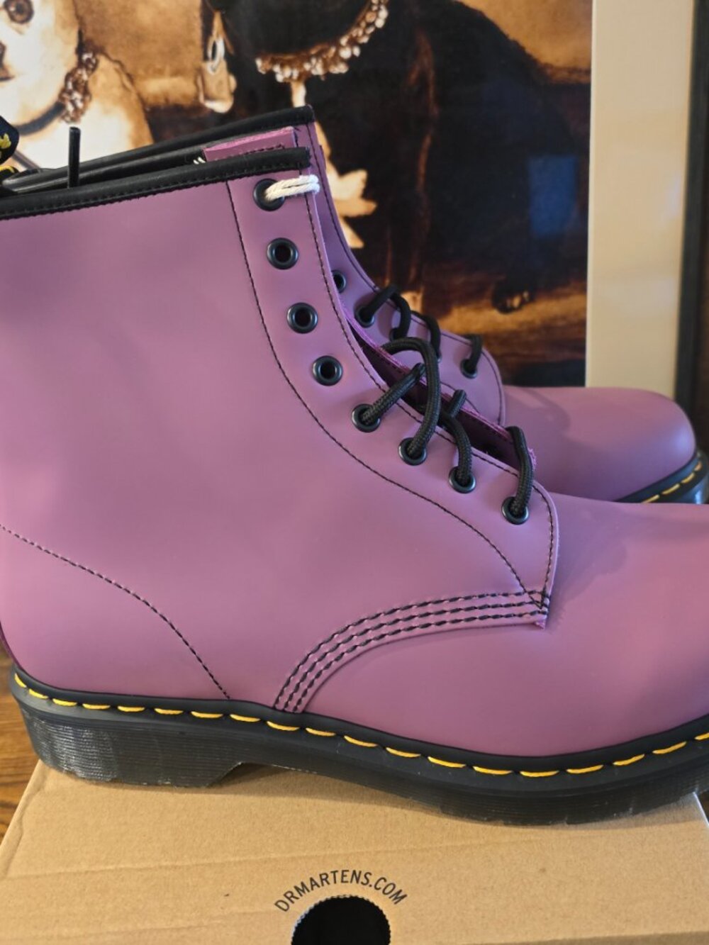 Dr Martens 1460 Smooth Leather Lace Up PURPLE Boots Mens US 12 31580765 NEW - Picture 6 of 10